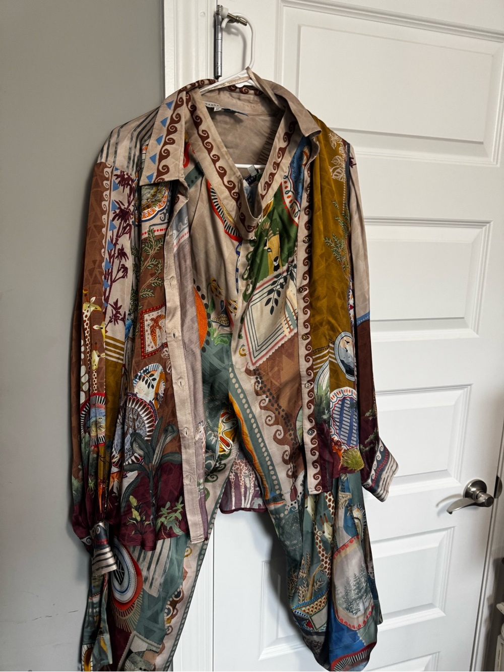 Multicolor Patterned Women's Long Jacket & Coat